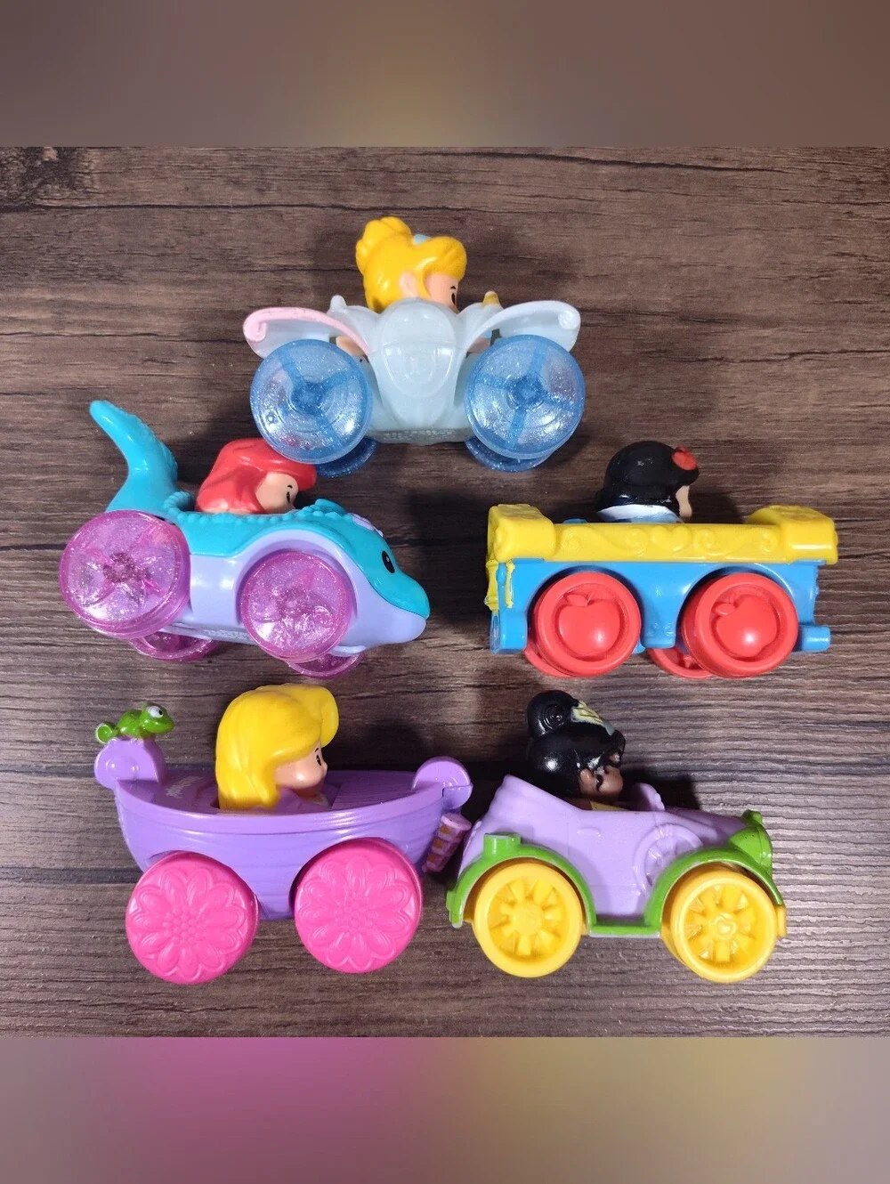 Fisher Price Disney Princess Little People Wheelies Lot Of 5